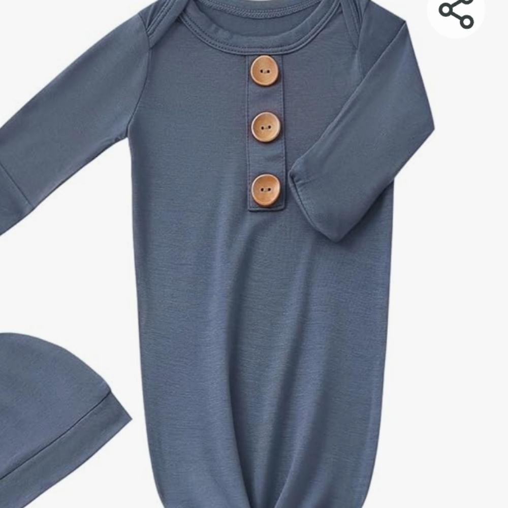 0-3 months knotted Gown Soft Bamboo Viscose sleep Gown with mittens